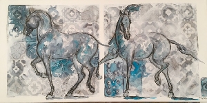 Azulejos 3 Tableaux - Chevaux (horizontaux) - Graziella Bordignon